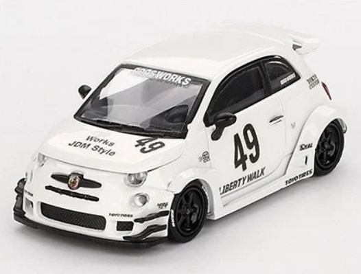 Fiat 595 Abarth LB Works x Abas Works - 2024, white Mini GT 1:64