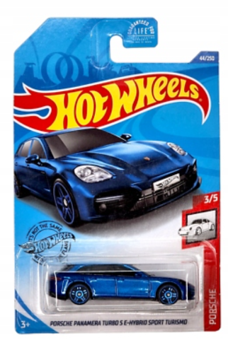 (Long Card) Porsche Panamera Turbo S E-Hybrid Sport Turismo, blue Hot Wheels 1:64