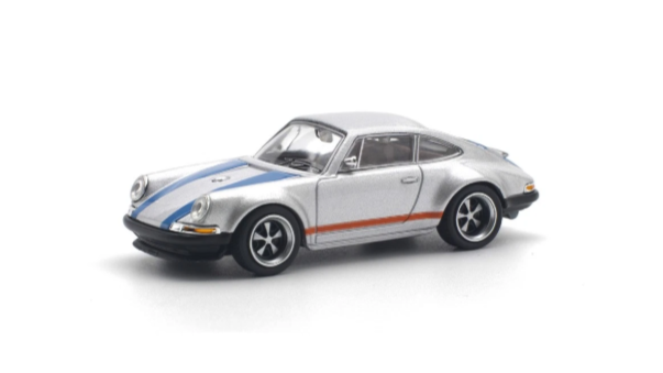 Porsche 911 Singer, silver/blue Pop Race 1:64