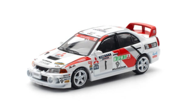 Mitsubishi Lancer Evolution IV 1997 Catalunya Rallye Winner, white/red Pop Race 1:64