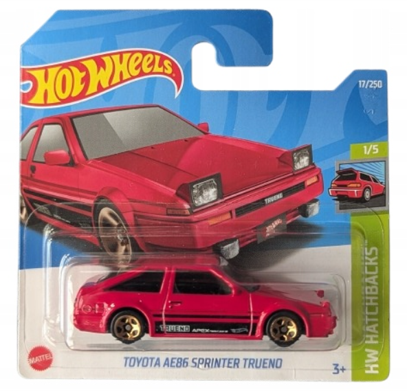 Toyota AE86 Sprinter Trueno, red Hot Wheels 1:64