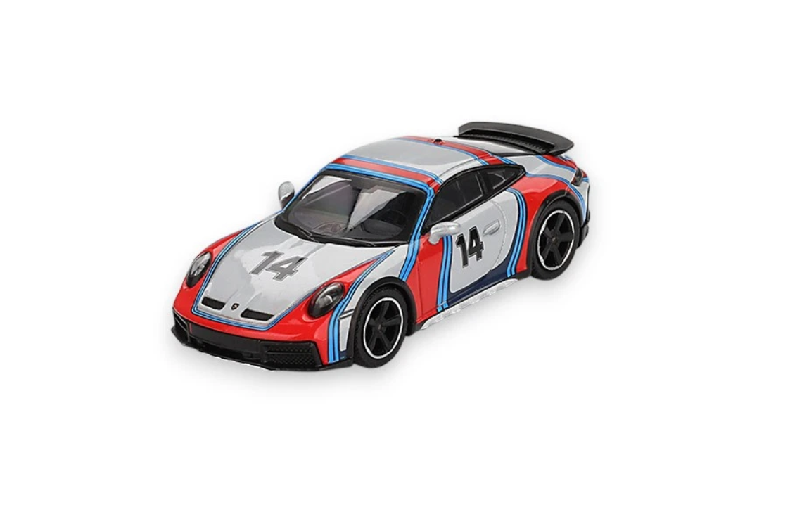 Porsche 911 (992) Dakar - 2024, ice gray rally tribute 1978 Mini GT 1:64