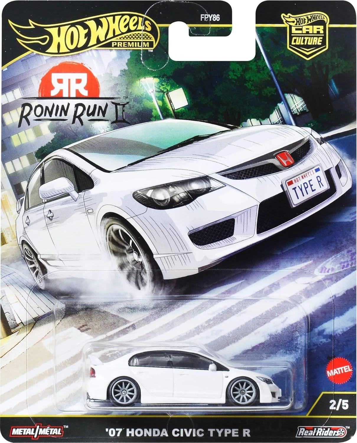 '07 Honda Civic Type R - White - Ronin Run II - Hot Wheels Premium 1:64
