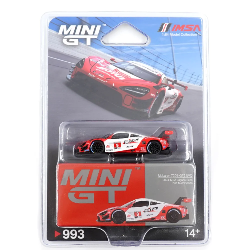 (BLISTER) McLaren 720S GT3 EVO #9 PFaFF Motorsports Laguna Seca - 2024 Mini GT 1:64
